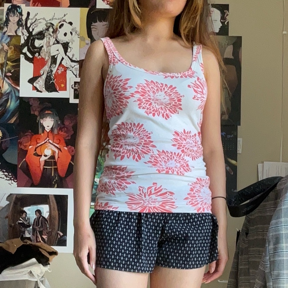Summer Floral White Tank